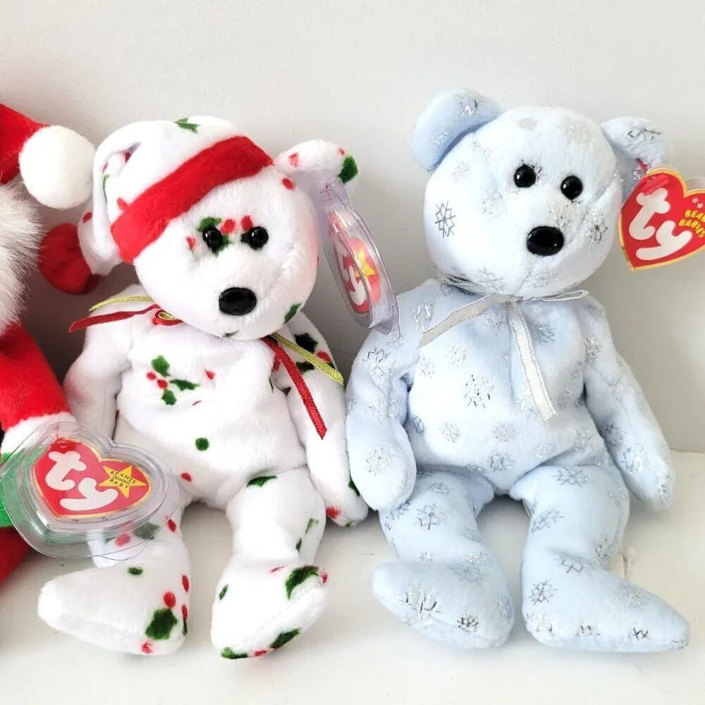 Ty Beanie Baby Christmas Lot Vintage Santa Snowball 1998 Holiday Teddy Flaky New